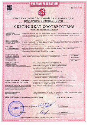 Сертификат соответствия требованиям ПО